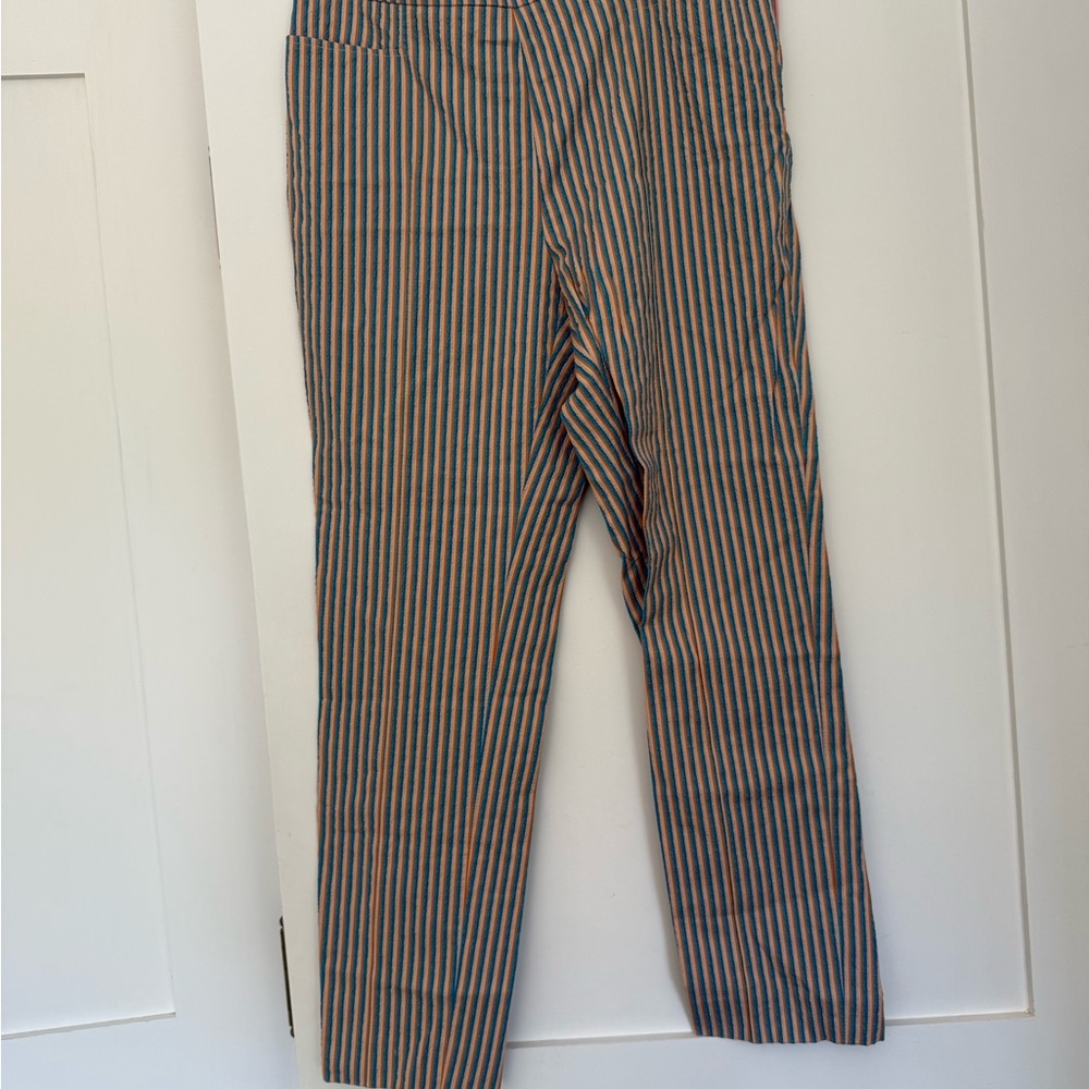 Striped seersucker akris punto pants